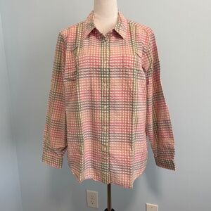 L.L.Bean Women’s  Long Sleeve Plaid Shirt Blouse Size XL reg